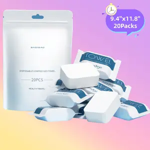20Pcs Compressed Towels,Disposable Face Towels 9.4inch x 11.8 inch Disposable Face Compressed Towel, Compressed Good Great Hand Wipe, Camping Towel, Portable Compressed Coin Tissue for Travel/Home/Outdoor Activities, Disposable Bath Towels