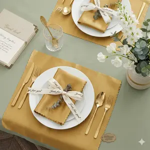 Premium Gold Satin Napkins Napkins Set of 50, 12x12 Inch Dinner Napkins,  Silky Satin Cloth Napkins for Restaurant Banquet Graduation Party, Weddings, Party and Banquet