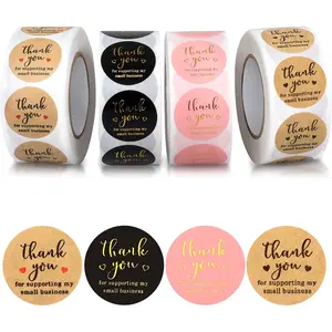 Thank You Round Stickers for Supporting My Small Business Adhesive Labels, 3-Color, 1inch (2000Pcs, 4 Rolls, Each roll 500 count)