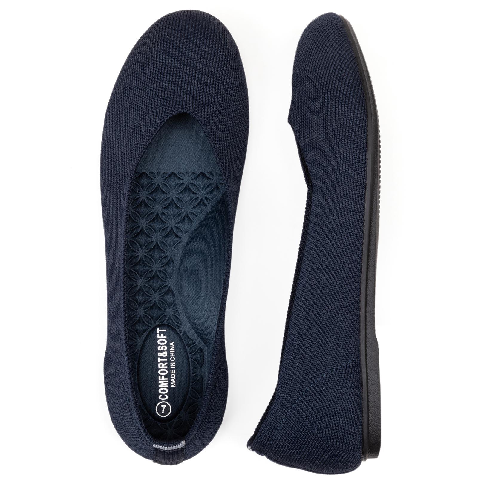 Flatgios Women's Ballet Flats Knitted round toe Flat Women's Walking Shoes Comfortable casual shoes