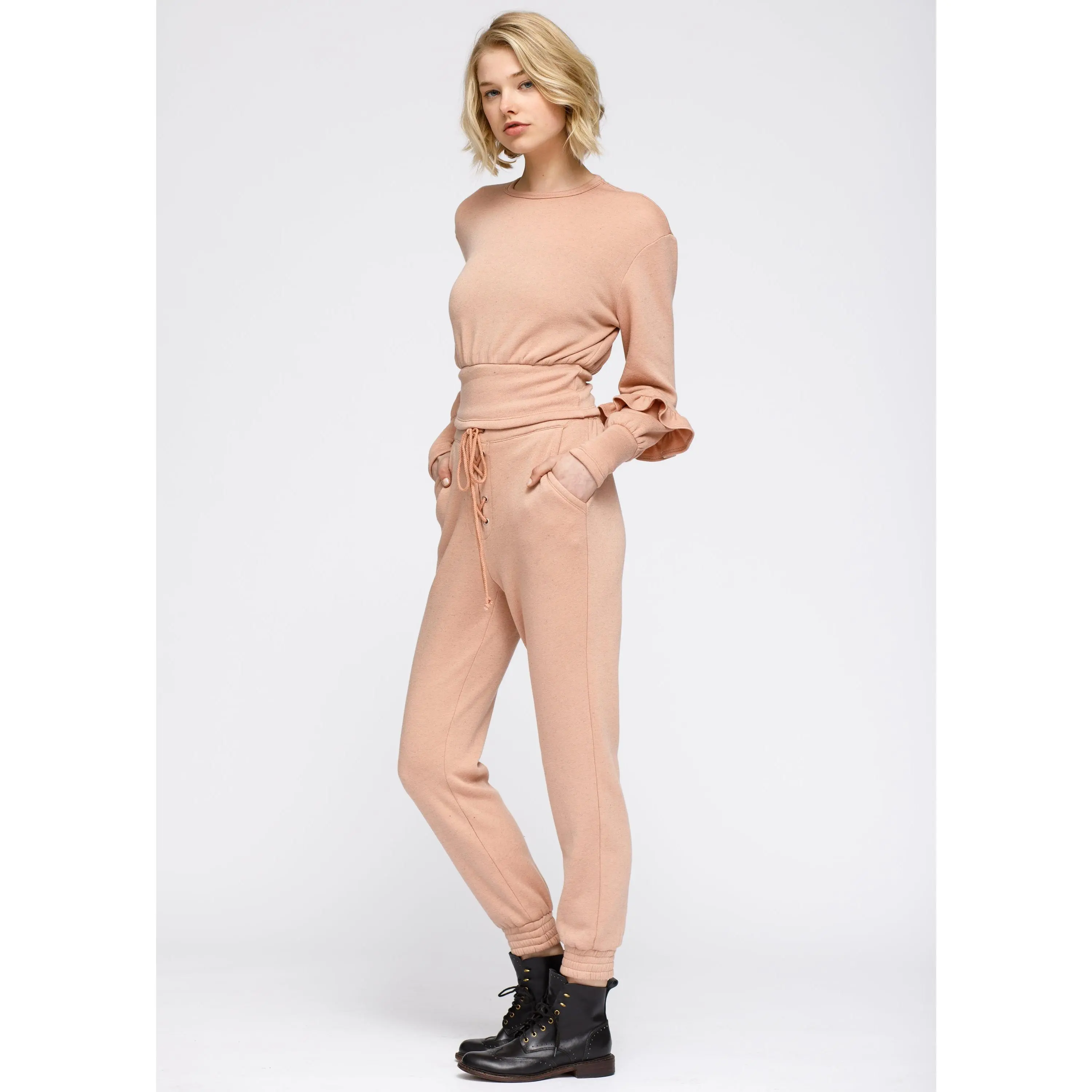 Peach Peplum Sweatpants