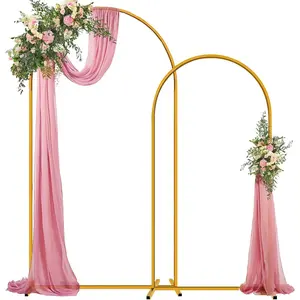 Arch Backdrop Stand Set of 2, 7.2ft & 6ft Metal Arch Frame with Ground Stakes for Party, Ceremony, Bridal Shower, Birthday, Photo Booth, Garden Decoration,  Shower