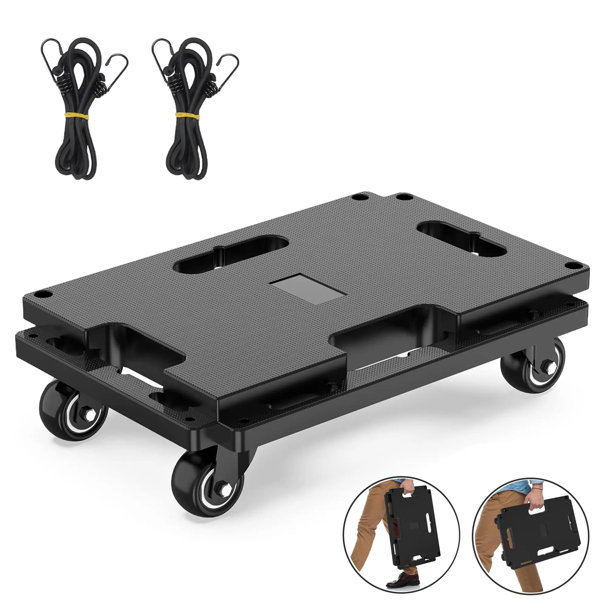 Furniture Mover Dolly 4 Wheels Heavy Duty Small Furniture Moving Dollies Rollers with 4 Wheels 440 Lbs Capacity Rolling Platform Interlocking Design Flat Dolly with Wheels, Black Summervibes