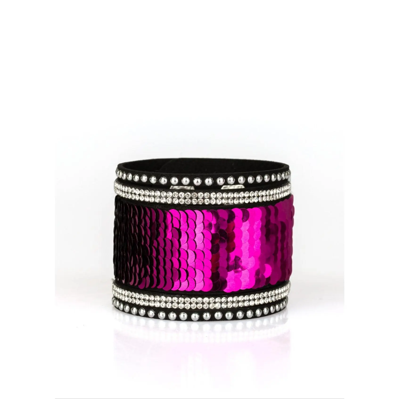 Flip the Script PINK/BLACK Sequin Wrap Bracelet