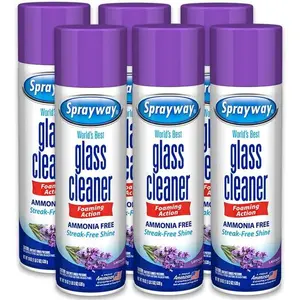 Glass Cleaner Lavender Scent Foaming Aerosol Spray, 19oz, Pack of 6 | Ammonia-Free, Streakless, Fast-Acting | Cleans & Polishes Glass Surfaces | Removes Fingerprints, Dust, Dirt, Smoke Film