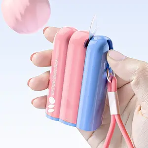 Dopamine-colored portable pop-up floss holder (includes 10 floss sticks), refillable and reusable floss stick dispenser, dustproof and waterproof travel oral care kit (with lanyard), extra-large capacity design—holds up to 30 floss sticks