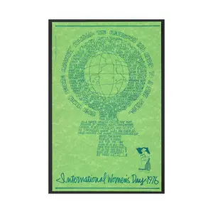 1976 International Women’s Day Vintage Green Poster Print Social Justice Activist Protest Wall Art Home Decor Indoor/Outdoor Water Resistant Posters Artistic Room Decoration