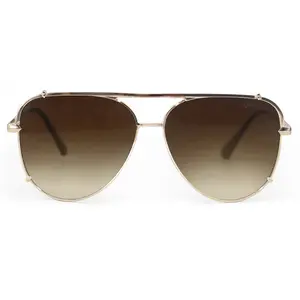 Smaller Cristina - Tangle Free - Faded Brown Aviator Sunglasses Gold