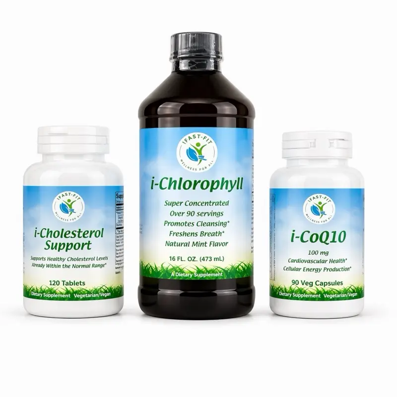 IFastFit ULTIMATE CHOLESTEROL + TRIGLYCERIDES PACK with Chlorophyll, Bergamot, and CoQ10 for Heart Health and Fitness Support - Vitamin