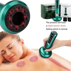 Electric Smart Heating Cupping Massager, 12 Gears Adjustable Negative Pressure Body Massager, Portable Rechargeable Meridian Brush for Body Care