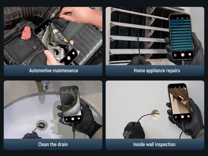 Dual Camera Borescope with HD Screen, IP67 Waterproof Inspection Camera for Auto, Pipe & Home Repair Dual Camera Borescope with HD Screen, IP67 Waterproof Inspection Camera for Auto, Pipe & Home Repair