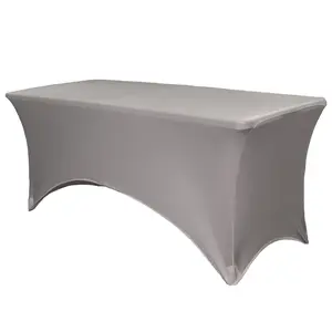 Stretch Spandex 4 Ft Rectangular Table Cover Gray