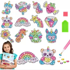 5D Artificial Diamond Arts Painting Sticker Kit, 12pcs/set Handmade Decor Gift, DIY Decorative Art Craft