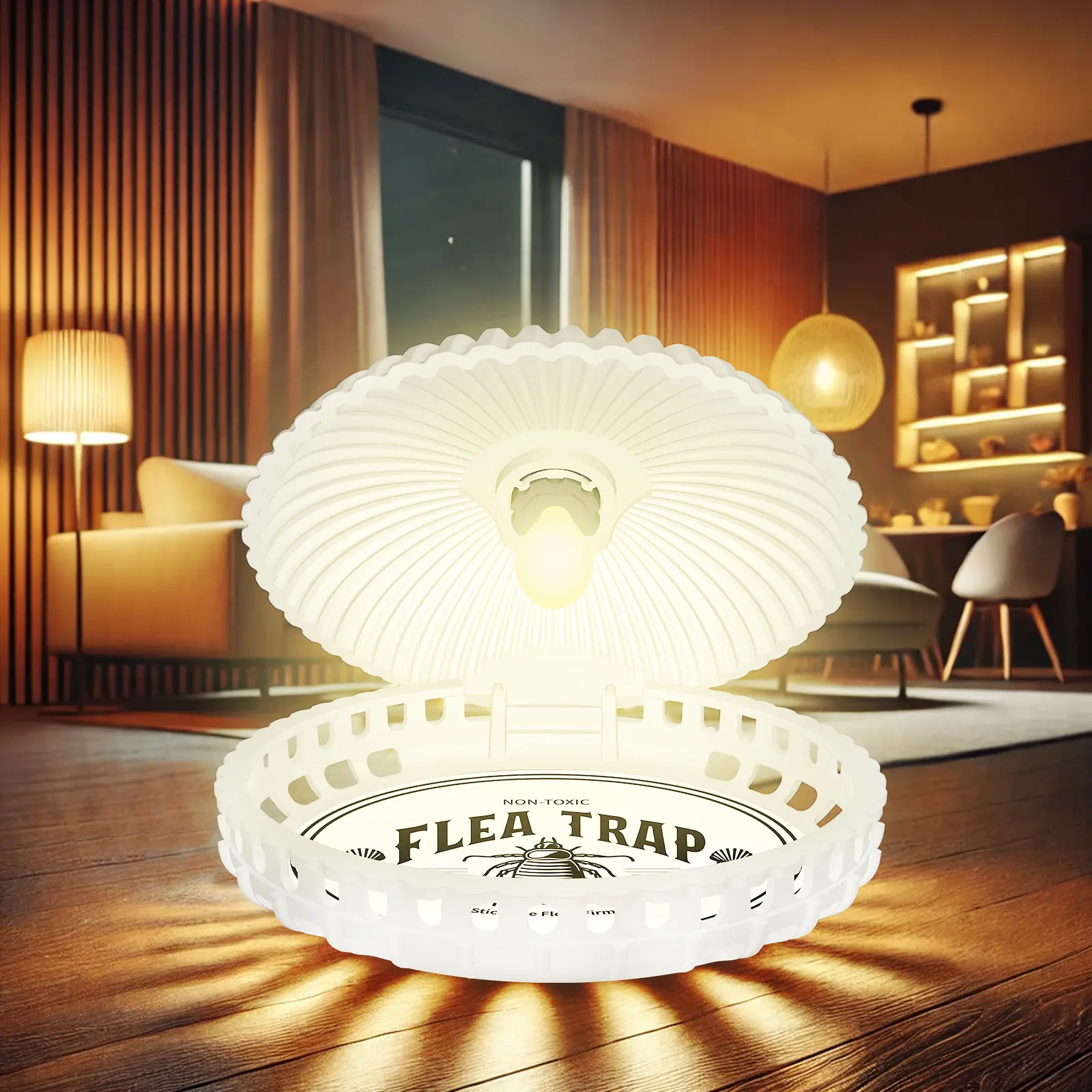 2 Pack Non-Toxic Flea Traps with 6 Sticky Pads & Bulbs Pet  Indoor Insect Catcher  Fleas Mosquitoes Moths Fruit Flies SK102 Extendable Light Box Cockroach Control Room   Pets safe for