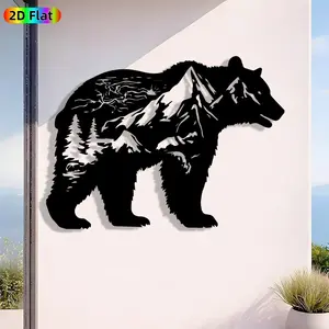 1pc Avant-Garde Bear Metal Wall Art, Avant-Garde Bear Statue Mural, Iron Craft, Perfect for Living Room, Garden, Zoo Corner Decor, Highquality Engraving, Artistic Metalwork, Christmas Decor, Ideal Gift for Nature Lovers