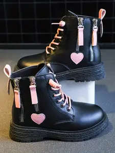 Fashionable Cute Kids Boots, Comfortable Side Zipper Boots for Girls, Casual Trendy Boots for Daily Wear, Perfect for Students, High Top Boots