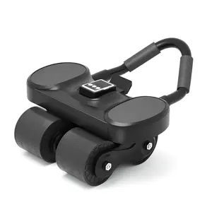 Upgraded 2026 4-Wheel Automatic Rebound Ab Roller Wheel Set with Non-Slip Knee Pad Mat & Built-in Timer, Elbow Protected Handles Abdominal Exercise Tool, Portable Home Gym Core Training Equipment for Men and Women