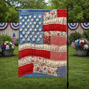 4th of July Flag, Retro American Flag ,Faux Patchwork USA Flag, Patriotic Flag, Fourth of July Flag, USA Flag, Print Only