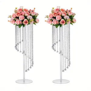 Two Piece Set/Ten Piece Set 31.5 "Clear Acrylic Tall Vase - Cylindrical Base for Party Table Hearts, Chandelier Crystal Decorative Flower Stand, Weddings, Celebrations, Home Decorations, Valentine's Day Decorations
