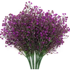 Artificial Shrubs, Fake Simulation Bell Grass Plant Bushes Plastic Plants Decor for Outdoor Indoor Garden Home Verandah Kitchen Wedding Party Office Table Arrangements Decoration Fuchsia 4 Pack