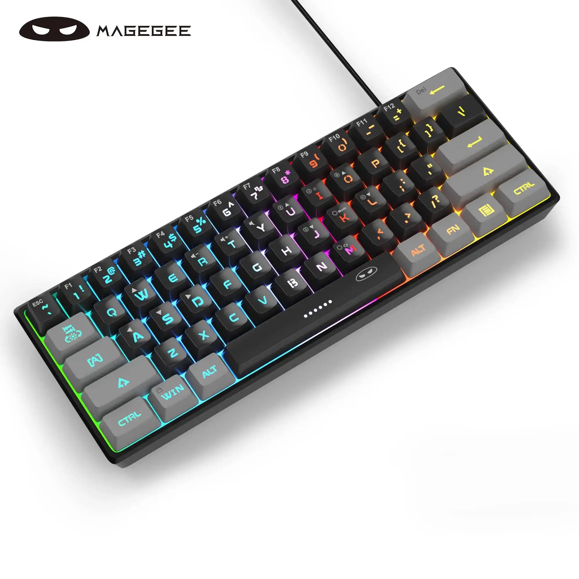 MageGee Mini 60% Membrane Gaming Keyboard, RGB Backlit 61 Key Ultra-Compact Keyboard, TS91 Ergonomic Mechanical Feeling Office Computer Keyboard