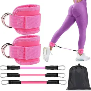 Unisex 5-Pack TPE Resistance Ankle Bands - Adjustable, Flexible, Comfortable Grip, All-Season Indoor Gym Fitness Equipment for Fitness Enthusiasts' Leg Training, Resistance Band Workout