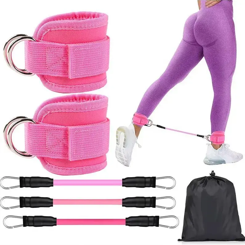 Unisex 5-Pieces TPE Fabric Resistance Ankle Bands - Adjustable, Flexible, Comfortable Grip, Durable Home Gym Equipment for Yoga, Leg Training (All-Season Indoor Fitness Gear for Enthusiasts)