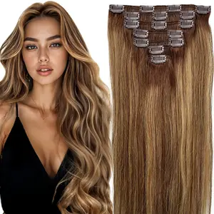 HC Real Human Hair Extensions Clip in Natural Straight High-quality 100% Pure Human Hair Soft Flowing Easy Install Daily Wear Hairpiece,SpringGlowUp