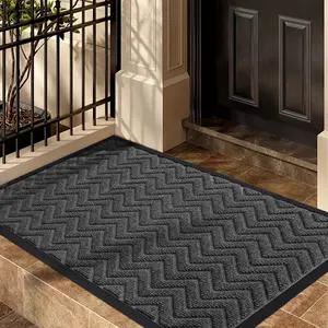 Front Door Mat Indoor Outdoor Entrance Doormat, Waterproof All-Season Doormat, Patio Porch Entryway Mat, Non-Slip Rubber Bottom Mat, Low Profile Rug  Welcome Floor Mats - Entryway Patio, Porch, Muddy Shoe, Inside Outside Low Profile (Dark Grey,29.5"x17")