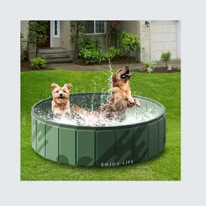Durable PVC Dog Bath Pool, No Inflation Needed, Camouflage Design, Summer Outdoor Pet Swim Pool, Suitable for Cats and Dogs, Portable and Lightweight