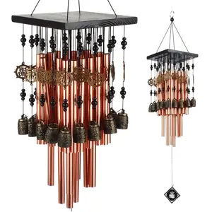 Wind Chimes for Outside,30"Memorial Wind Chimes with 24 Copper Tubes and 16 Copper Bell for Garden, Patio,Window Wind Chime Hanging Decoration,Bronze Memorial Sympathy Wind Chimes Gifts for Mom （gold）