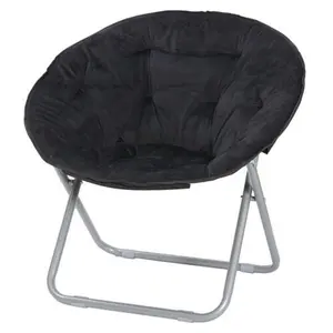 JupiterForce Oversized Moon Saucer Chair Seat Stool Soft Folding Home Living Room Sofa Black