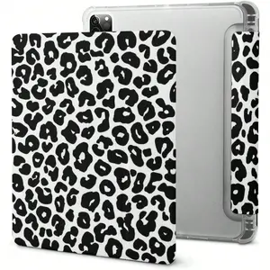 Black Leopard Print Ultra Slim iPad Case, Built-in Stylus Slot Auto Sleep/Wake, Anti-Slip Shockproof Durable Flip Stand, Multi-Style, Compatible with iPad 10th/11th Gen/A16/10.2"/Pro 11" 2020/2021/Air 11"/2025 & Galaxy Tab S9 FE+ 12.4", Unisex