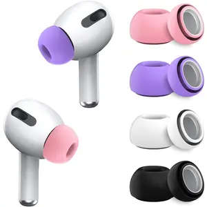 X-HPS01  (4-Pairs) EarTips for Airpods Pro & Pro 2nd Gen Ear Tips (4-Pairs) - Silicone, Anti-Slip - Fit in Charging Case (Black/White/Pink/Purple)