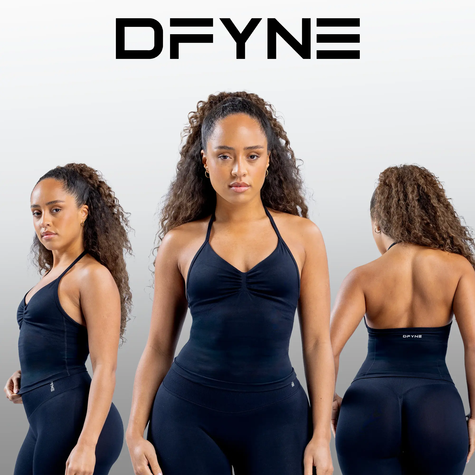 DFYNE Impact Longline Strappy Top – Seamless Sculpting Bra Top with Open Strappy Back