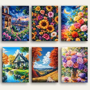 DIY Paint By Numbers Kit - Framed & Unframed (Easy painting for All Ages) , Suitable for home wall decoration, Gift Box Brushes