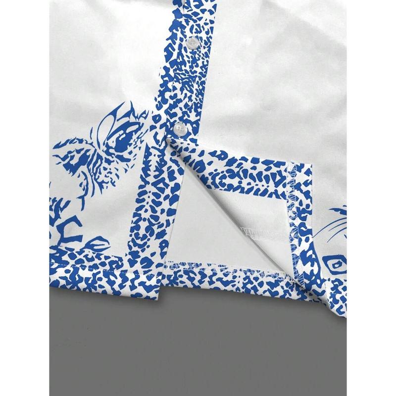 Men's Vacation Palm Tree Digital Print Shirt And Shorts Casual Suit Fabric Menswear