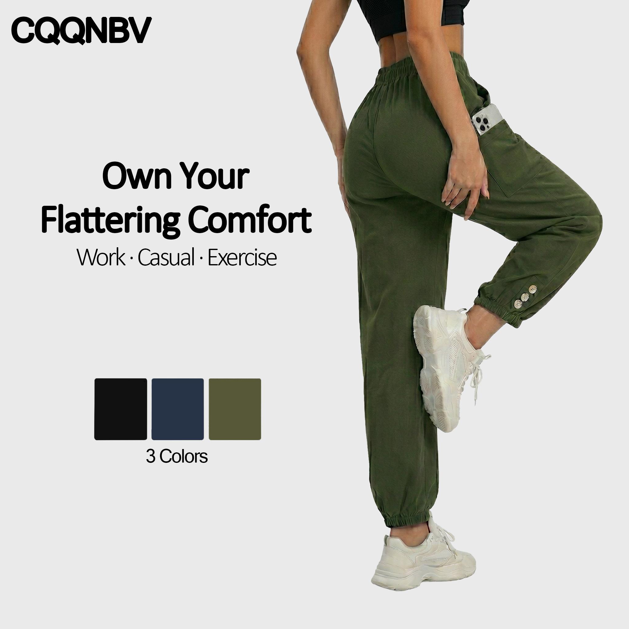 CQQNBV Women’s High Waisted Jogger Pants with Pockets – Lightweight Breathable Athletic Cargo Sweatpants, Tapered Leg Comfy Lounge Pants for Workout, Running, Travel, Casual Daily Wear
