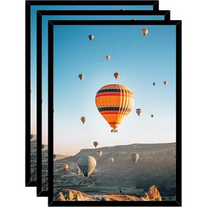 3 Pack 16x24 Black Picture Frame , Black Lightweight Wall Gallery Frames for Posters & Photos, Horizontal/Vertical Wall Hanging, Home Decor Gift