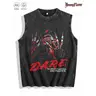 Men's Sleeveless Retro Horrorcore Graphic Tank Top - 100% Cotton Vintage Acid Wash Grunge Menswear, Casual Streetwear Clothing Outfits