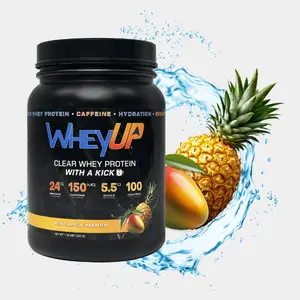 WheyUP Pineapple Mango Flavor Clear Whey Protein 24g with Caffeine 150mg & Coconut Water 500mg for Muscle Growth