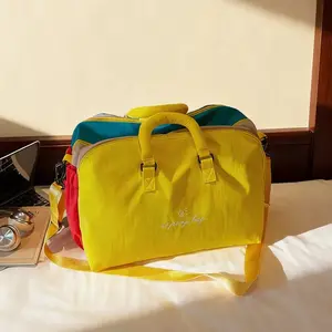 Multicolor Patchwork Sports Gym Bag Lightweight Portable Travel Tote for Weekend Getaways