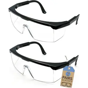 2-Pack Safety Glasses with Anti-fog lens Protective Eyewear Adjustable Frame Safety Glasses