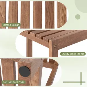 COSTWAY - 2/3-Tier Side Table Teak Wood Stand Utility Storage Shelf-2-tier