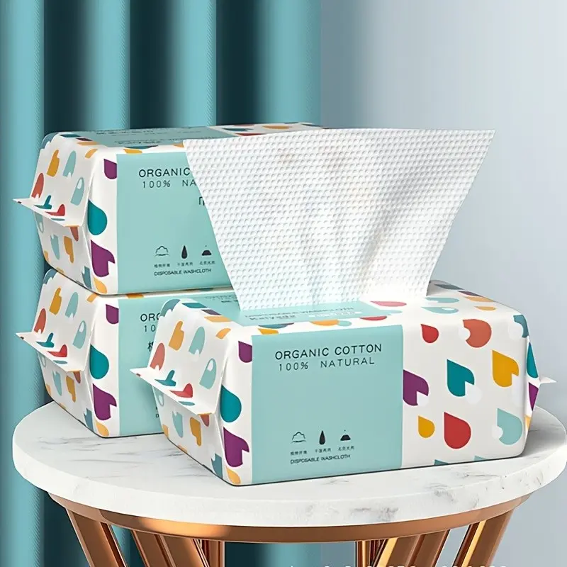 100pcs Disposable Face Wipes, Cotton Pads, Thickened Beauty Salon Cleansing Cloths, Pull-Through Design, Soft & Gentle, Disposable Facial Washcloth