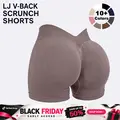 [SIZE UP 1] DEEFY LJ Women's Fitted V-Back Hidden Scrunch Compression Stretch Seamless Sports Shorts, Low Back Butt Lifting Lightweight Gym Clothes Products for Yoga, Gym #BackToSchool