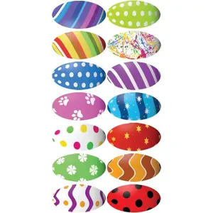 1 x 2" Permanent Easter Egg Stickers, 112/Pack Glossy Fun Stickers