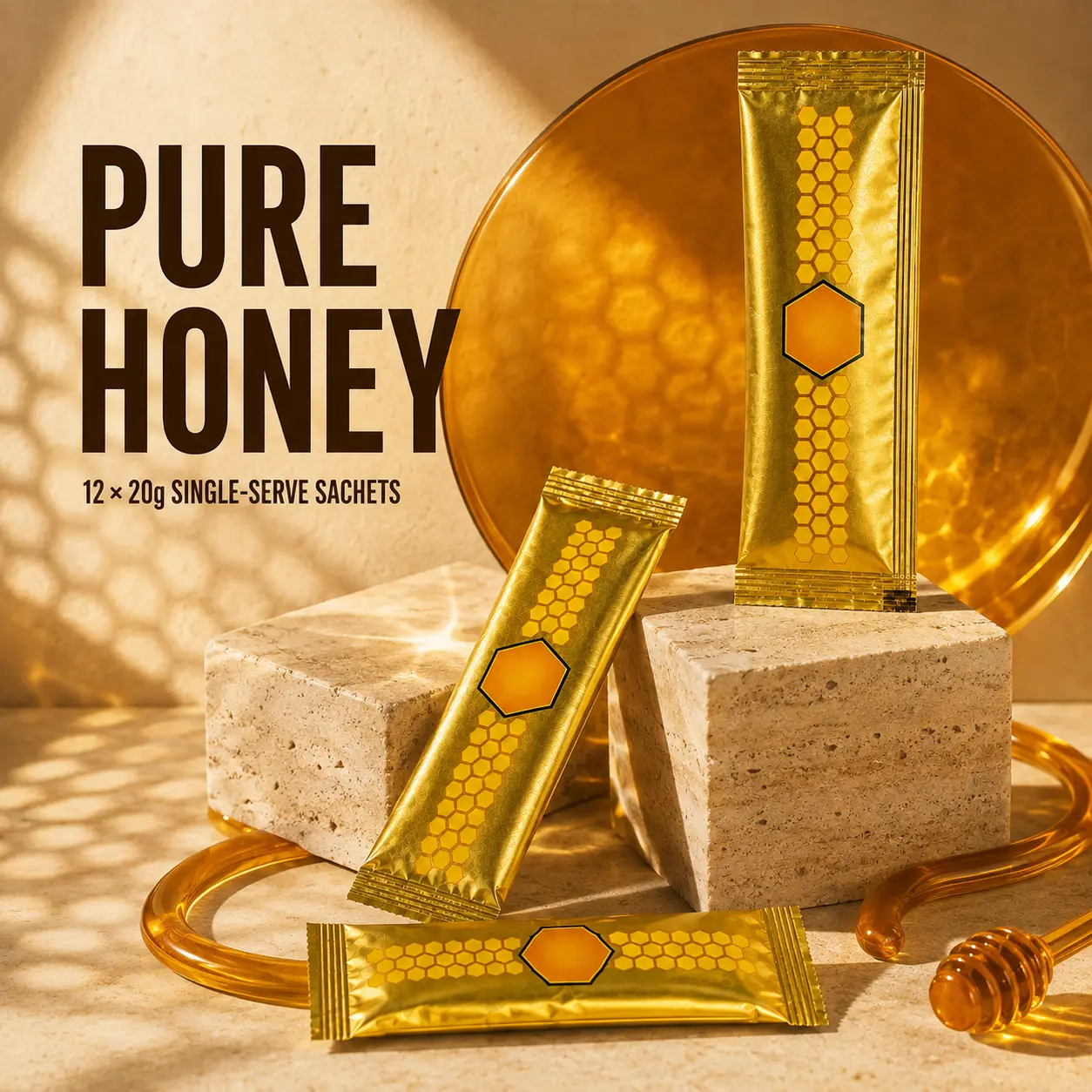 Organic Pure Honey Sticks – 12 Individually Packed 20g Sachet