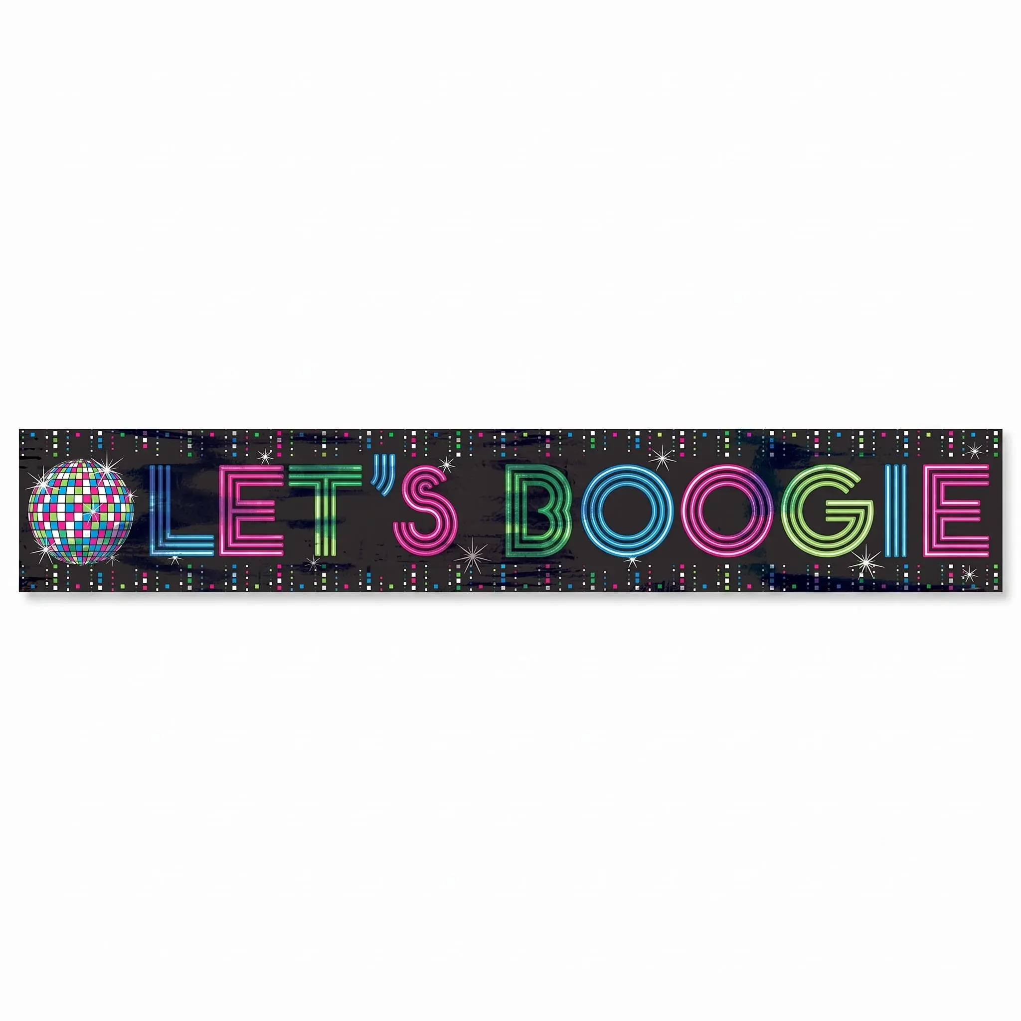 "Let's Boogie" Disco Fever Banner, 25-ft - Retro 70s Party Decoration