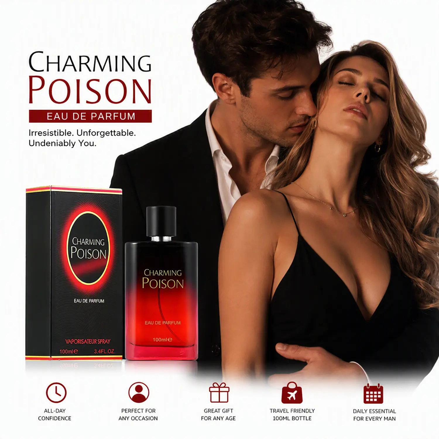 Women's Pheromone Perfume, with pheromone formula, long-lasting romantic rose & fresh jasmine floral fruity scent, designed for her to make him crave you and share a wild passionate night. Perfect for Valentine's, Christmas & Anniversary. 100ml/3.4fl.oz.